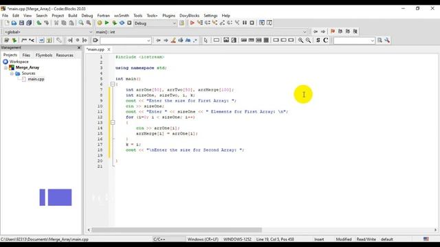 C++ Program to Merge Two Arrays смотреть онлайн