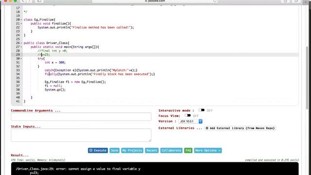 10. Sample JAVA program - Final, Finally and Finalize смотреть онлайн