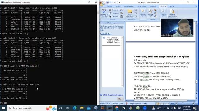 SQL OPERATORS смотреть онлайн