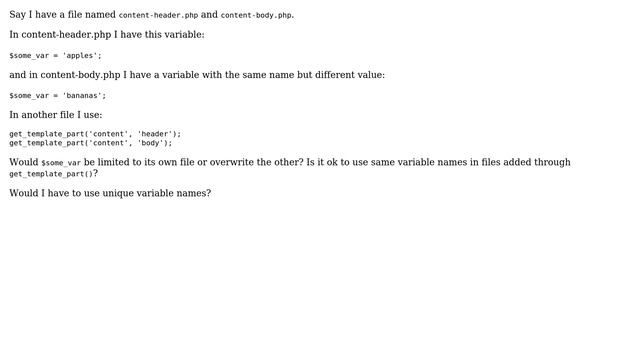 Wordpress: Using same variable names in files added with get_template_part() смотреть онлайн