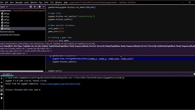Creating The Head Of Our Snake - Python Game Development Using Pygame In Hindi #10 смотреть онлайн