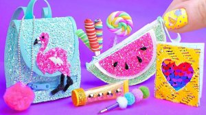 6 лайфхаков и поделок Барби ~ Потрясающий рюкзак, блокнот с пайетками и многое другое!