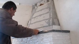 Облицовка камина декоративным камнем из гипса