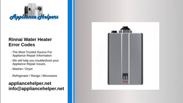 Rinnai Water Heater Error Codes смотреть онлайн