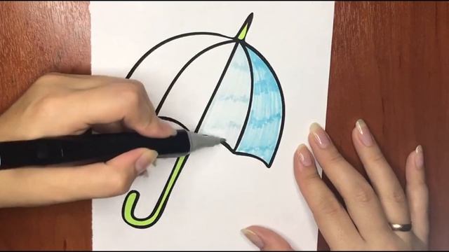 How to draw an umbrella Зонтик Cурет салып уйрену Раскраски для детей смотреть онлайн