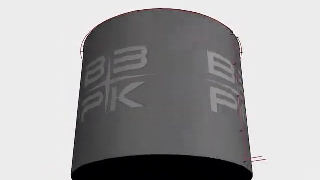 Внешняя система орошения РВС, пример размещения на резервуаре в 3D. ООО "ВЗРК", vzrk.ru смотреть онлайн