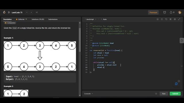 206. Reverse Linked List | JS смотреть онлайн