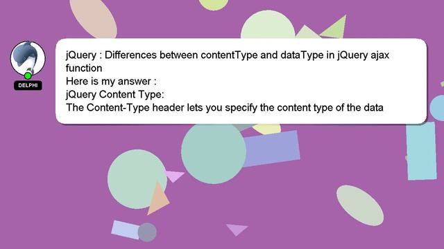 jQuery : Differences between contentType and dataType in jQuery ajax function смотреть онлайн
