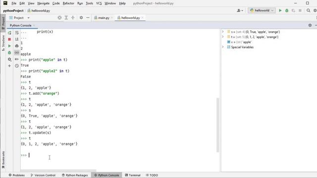 Set & its methods in Python. смотреть онлайн
