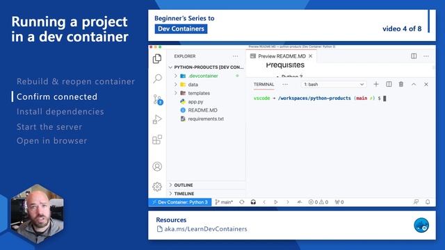 Running a project in a dev container [4 of 8] | Beginner's Series to: Dev Containers смотреть онлайн
