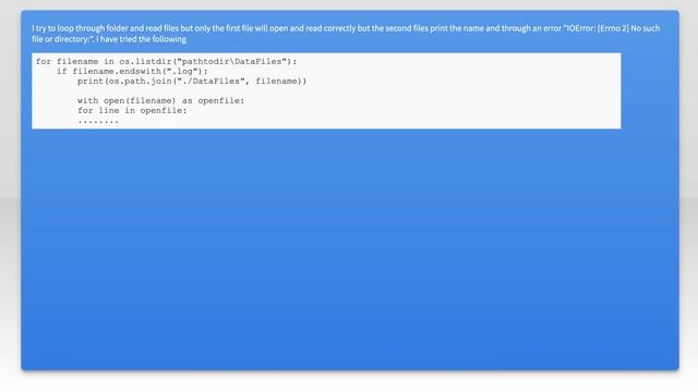 loop through folder in python and open files throws an error смотреть онлайн