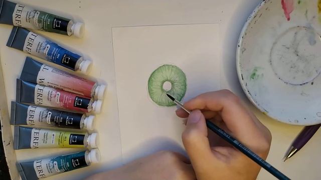 как нарисовать киви в разрезе акварелью просто смотреть онлайн
