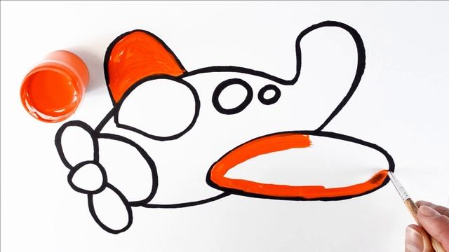 Как нарисовать Самолёт / мультик раскраска самолет для детей / учим цвета смотреть онлайн