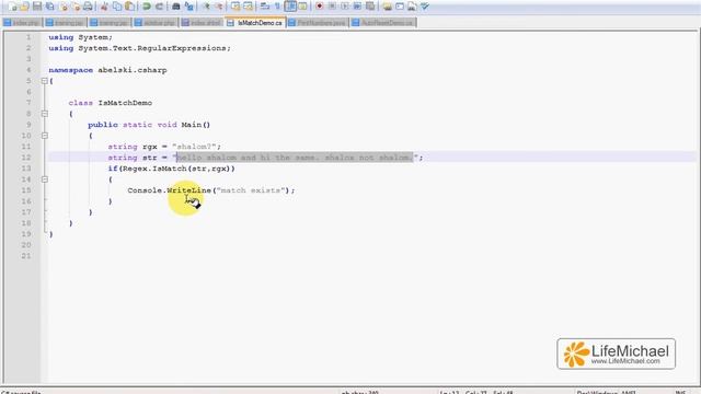 C# Regex.IsMatch() Simple Demo смотреть онлайн
