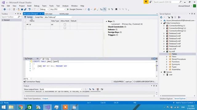 visual studio 2017 server explorer create ,define , state table name смотреть онлайн