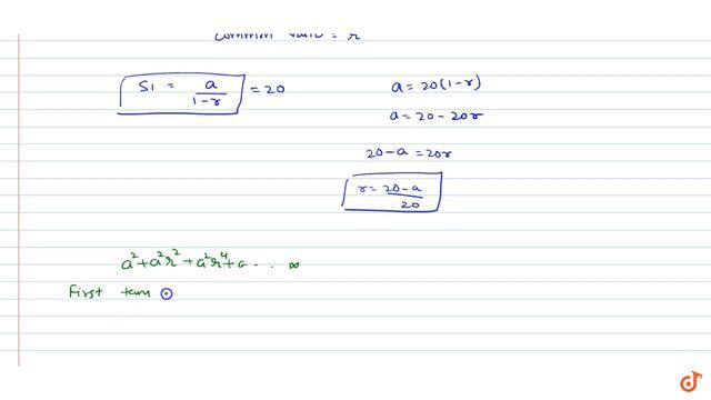 . The sum of an infinite number of terms of a G.P. is 20, and the sum of their squares is 100, смотреть онлайн
