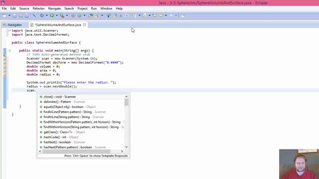 3-5 Java: Volume and Surface of Sphere using Math Class смотреть онлайн