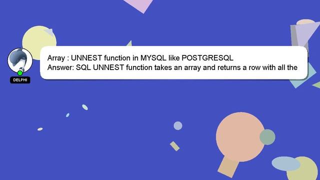 Array : UNNEST function in MYSQL like POSTGRESQL смотреть онлайн