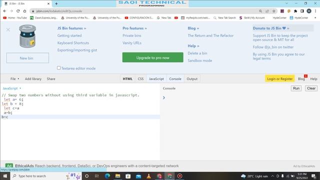 Lecture No 15 How to Swap Two variable in JavaScript without 3rd variable use смотреть онлайн