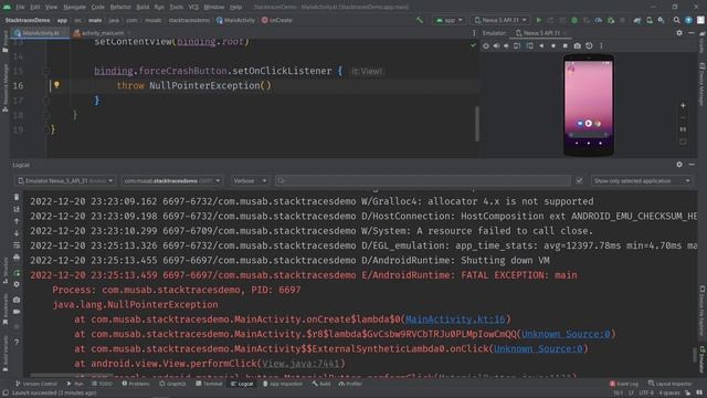 Analyze Stacktrace Android Studio Tutorial смотреть онлайн