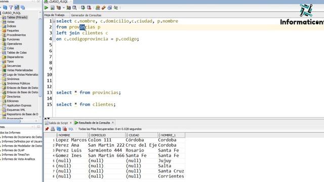 Curso de Oracle SQL en español desde cero | relaciones entre tablas, LEFT JOIN, video(39) смотреть онлайн