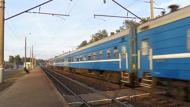 ТЭП70-0208 с поездом 612Б Барановичи - Кричев. смотреть онлайн