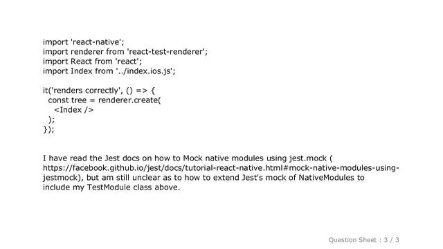 iOS : How to test a React Native component that imports a custom native module with Jest? смотреть онлайн