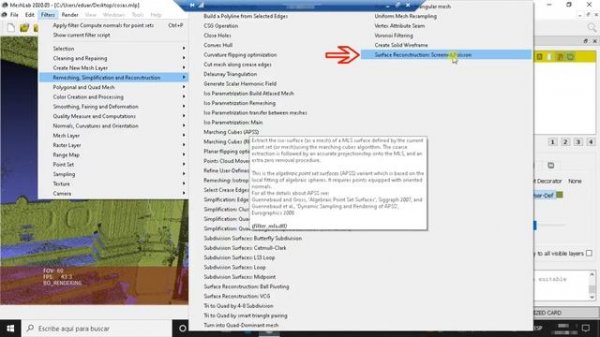 Generate mesh from point cloud in MeshLab