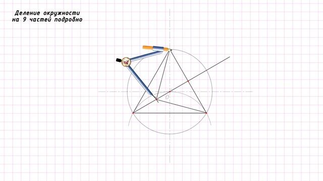 Деление окружности на 9 частей циркулем - (Dividing A Circle Into 9 Parts)