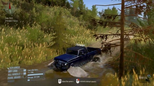 Spintires: MudRunner - 1979 FORD F150 SULLEY Driving through Deep Marshes and Deep Puddles смотреть онлайн