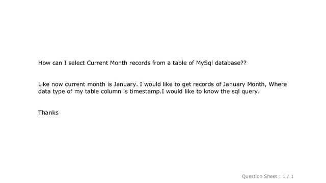 MySQL : Get records of current month смотреть онлайн