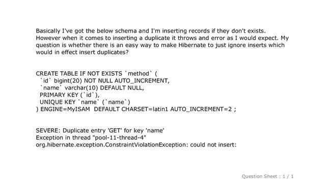 MySQL : Hibernate constraint ConstraintViolationException. Is there an easy way to ignore duplicate смотреть онлайн