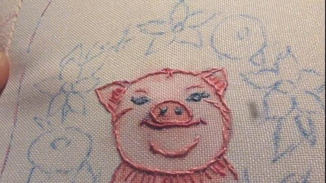 МК по вышивке Хрюндель в цветах, ч.4: вышиваем глаза и ноздри смотреть онлайн