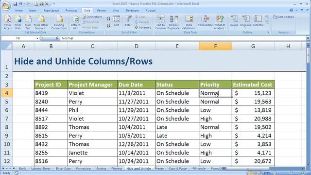 How to Hide Columns and Rows in Excel 2007 (Excel 07-016) смотреть онлайн