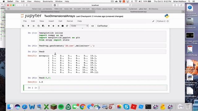 Python Two Dimensional Numpy Arrays смотреть онлайн