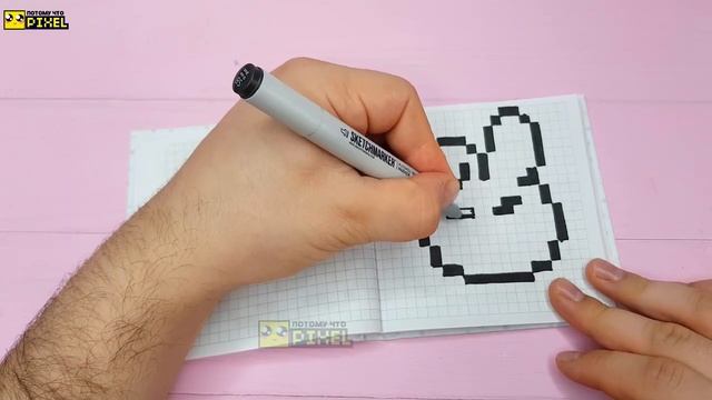 РОЗОВЫЙ ЗАЯЦ КУКИ ИЗ БТ21 - РИСУНКИ ПО КЛЕТОЧКАМ PIXEL ART смотреть онлайн