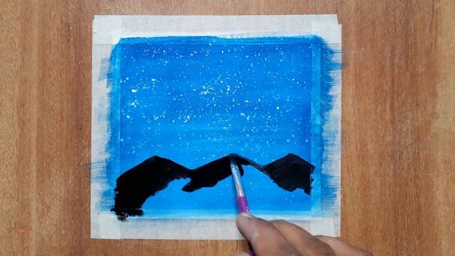 Easy Night Sky Watercolor Painting for Beginners || step by step Tutorial смотреть онлайн
