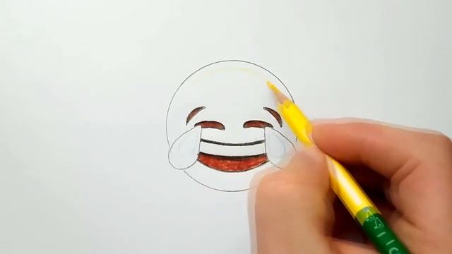 How to Draw Laughing Tears of Joy Face Emoji - Easy Drawing and Coloring Pages for Kids смотреть онлайн