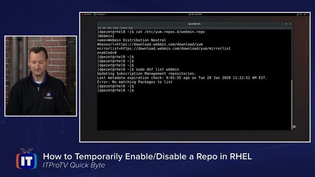 How to Temporarily Enable/Disable a Repo in RHEL8 | An ITProTV QuickByte смотреть онлайн