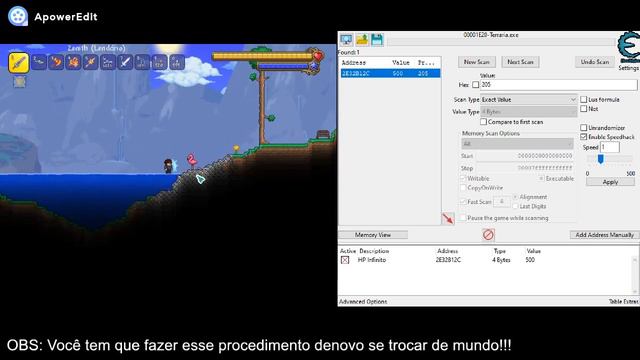 Brincando com CHEAT ENGINE no TERRARIA! :) смотреть онлайн