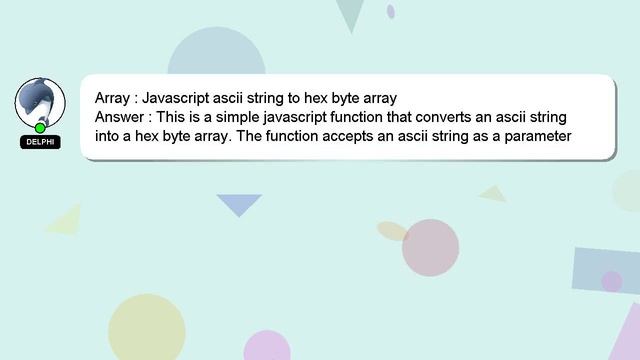 Array : Javascript ascii string to hex byte array смотреть онлайн