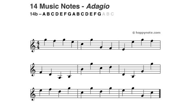 Learn to Read Music Notes in Treble Clef (A B C...) - 14 notes, new note : G смотреть онлайн