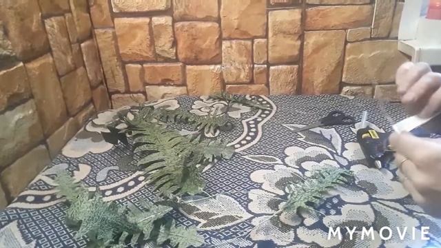 пальмовое растение из полиэтиленового пакета #маминдень