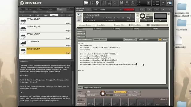 Kontakt - Scripting - Control a Simple Filter in Performance View - How To Tutorial смотреть онлайн