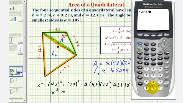 Ex: Find the Area of a Quadrilateral Using Law of Cosines and Heron's Formula смотреть онлайн