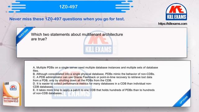 1Z0-497 - Oracle Database 12c Essentials Dumps with Real Questions by Killexams.com смотреть онлайн