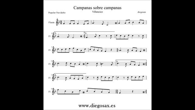Campana Sobre Campana Sheet Music Sax Violin Trumpet Clarinet Tenor Soprano Trombone... Christmas