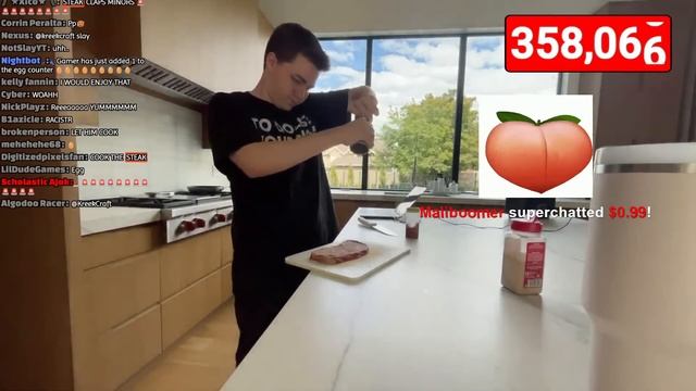 Cooking Steak Until KreekCraft Joins My Stream