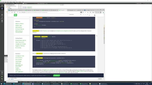 Скучное видео про разработку системы разбор примера Qt - Threaded Fortune Server. смотреть онлайн
