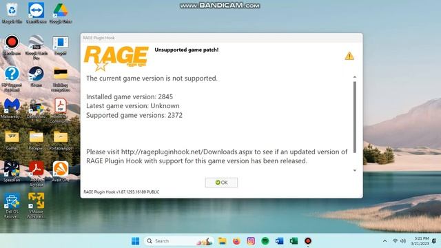 Rage Plug in Hook Unsupported game patch! смотреть онлайн